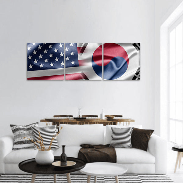 United States and South Korea panoramic canvas wall art