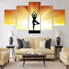 healthy woman practice yoga at beach during sunset silhouetted board Multi panel canvas wall art