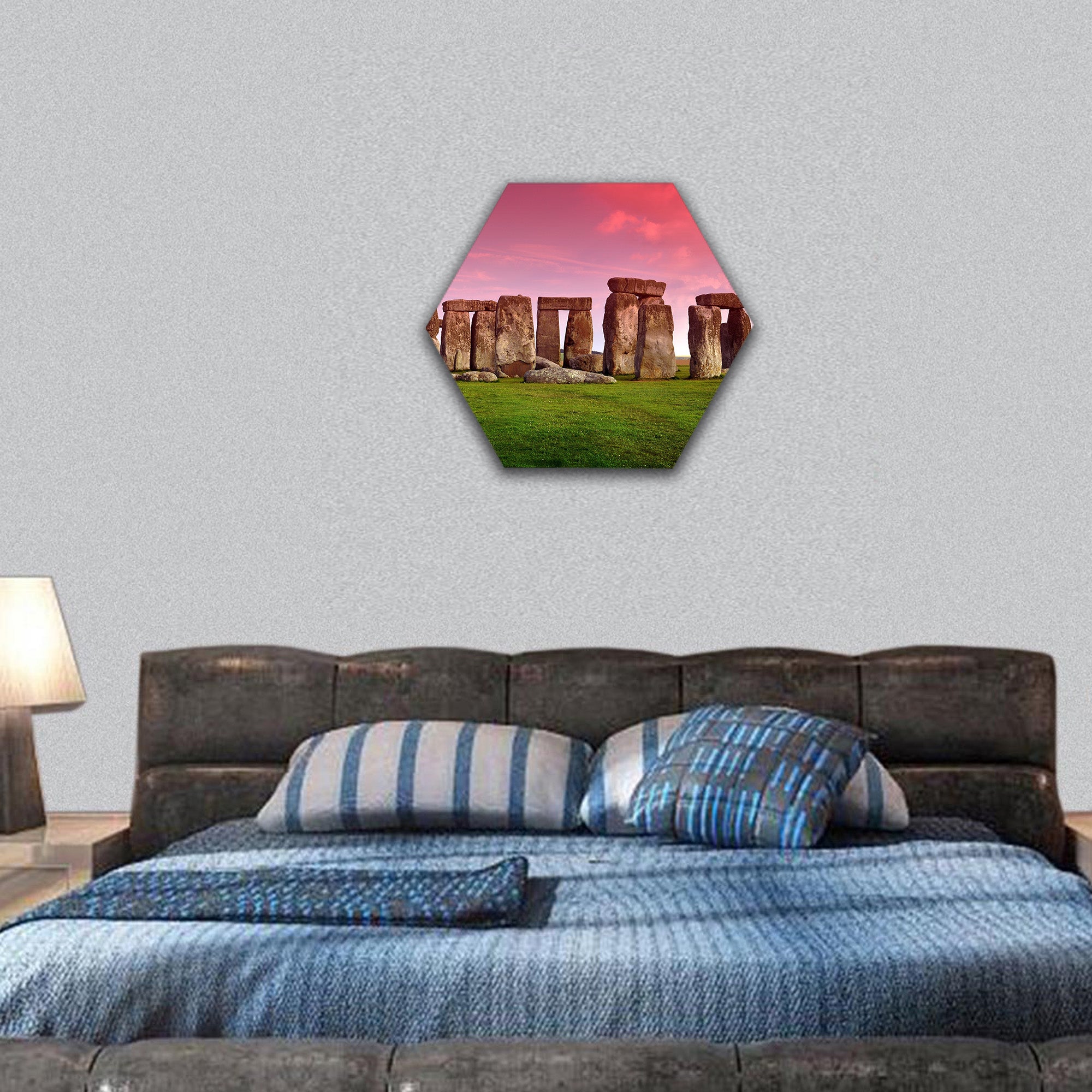 Prehistoric Monument Located in the English County  hexagonal canvas wall art