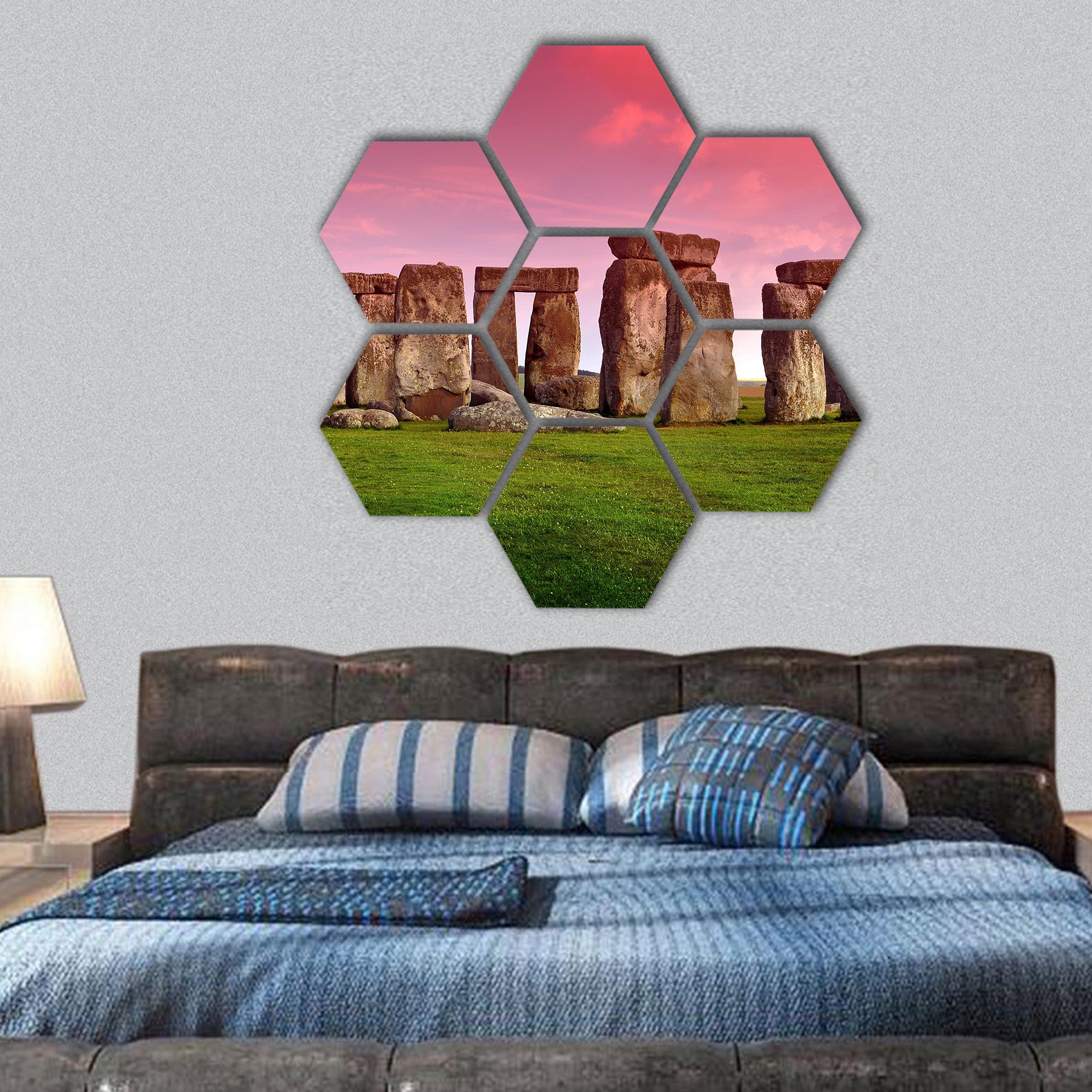 Prehistoric Monument Located in the English County  hexagonal canvas wall art