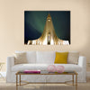 Northern lights shining over the church multi panel canvas wall art