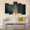 Northern lights shining over the church multi panel canvas wall art