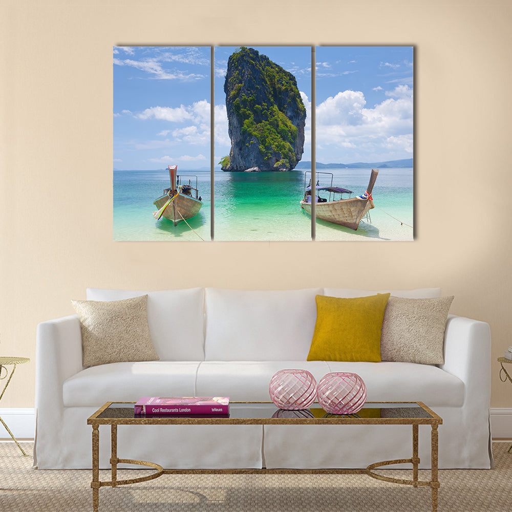 Cliff Clear Sea Phi Phi Leh South of Thailand Multi Panel Canvas Wall Art