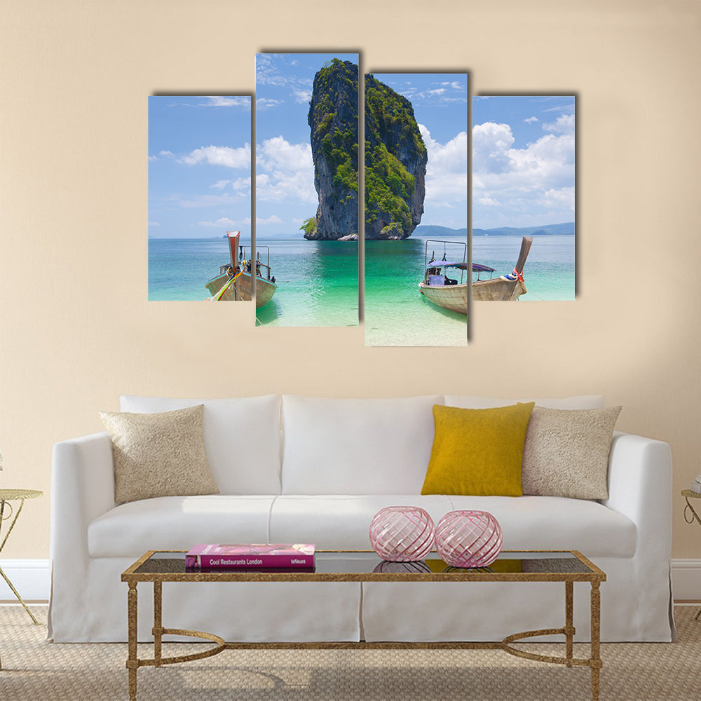 Cliff Clear Sea Phi Phi Leh South of Thailand Multi Panel Canvas Wall Art