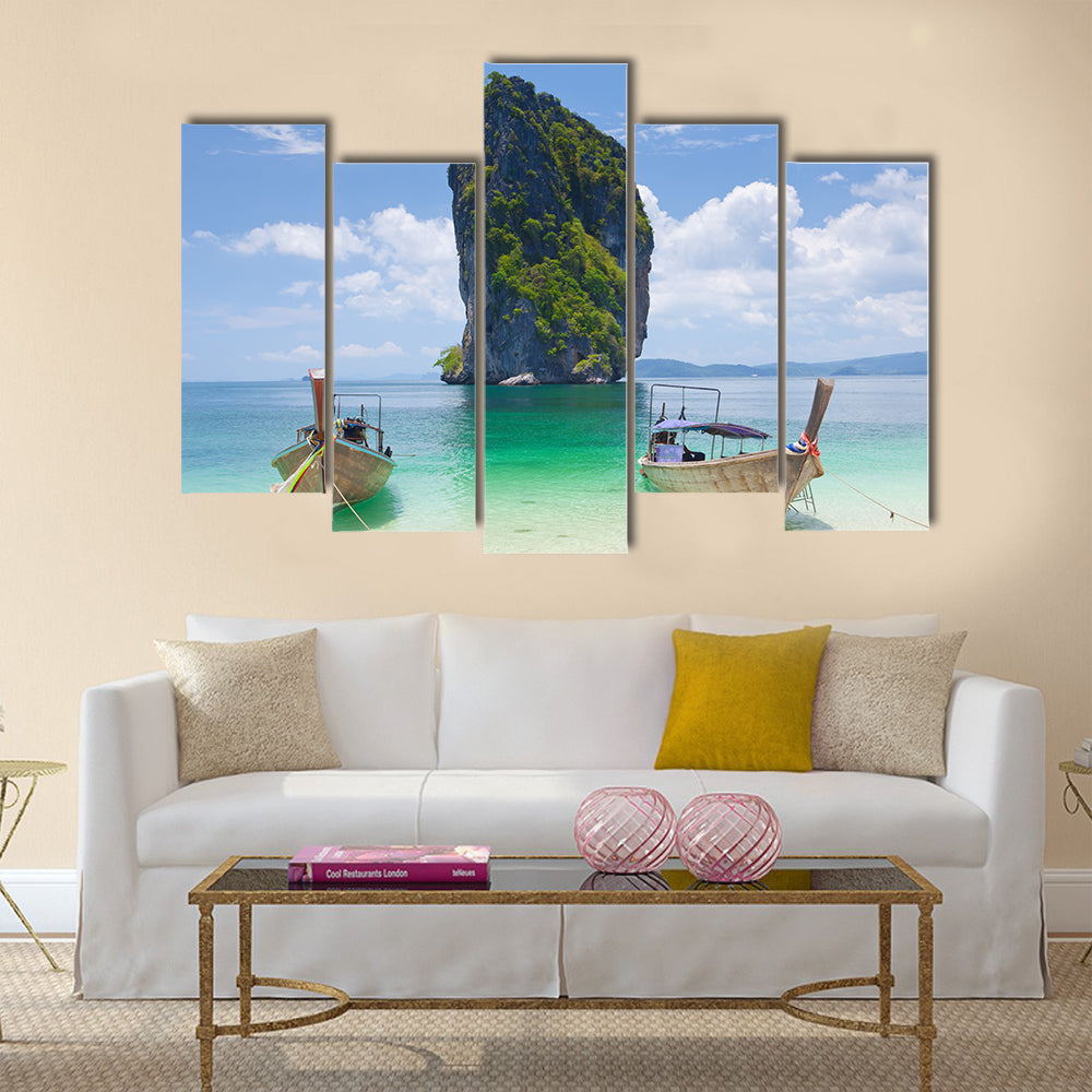 Cliff Clear Sea Phi Phi Leh South of Thailand Multi Panel Canvas Wall Art