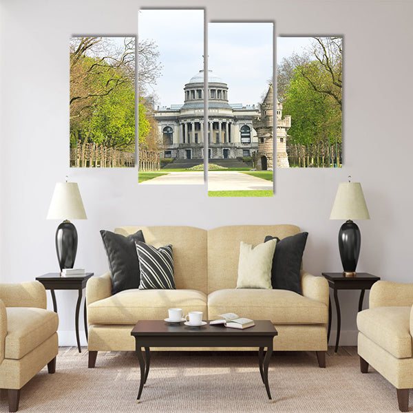 The fortress tower in a park in Brussels Multi panel canvas wall art