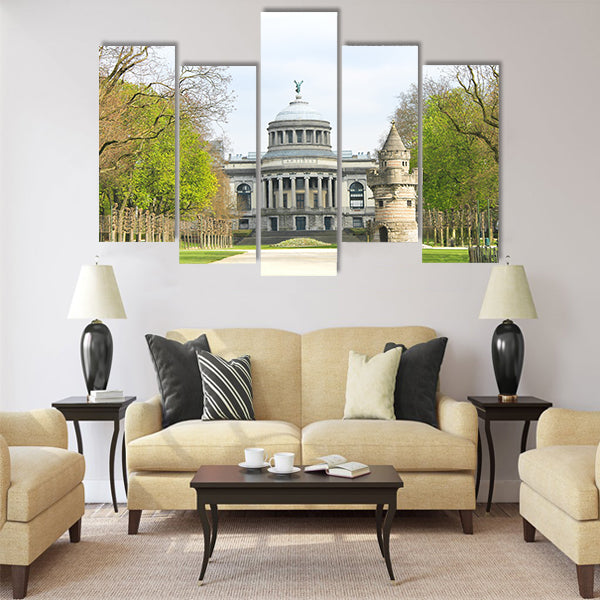 The fortress tower in a park in Brussels Multi panel canvas wall art