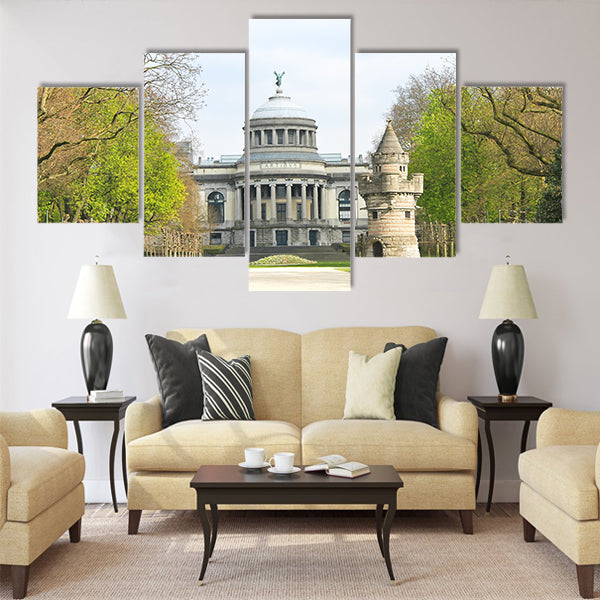 The fortress tower in a park in Brussels Multi panel canvas wall art