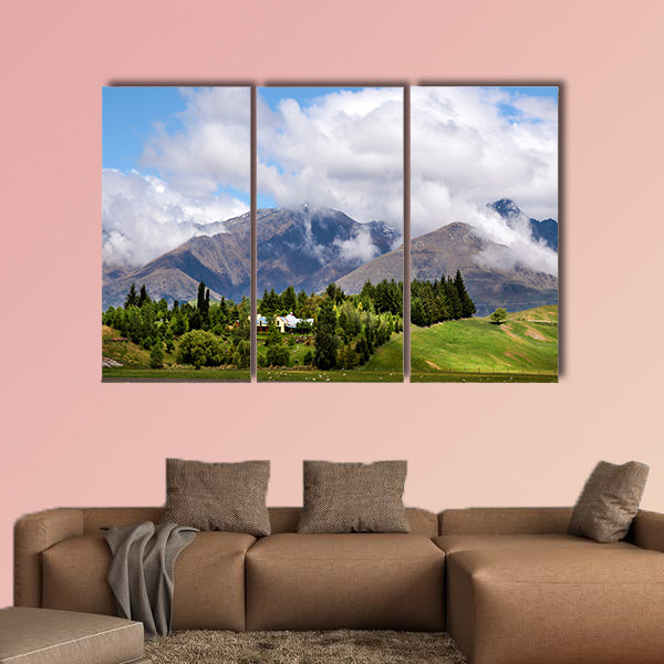 Farm land near Arrowtown, Otago, South island, New Zealand Multi panel canvas wall art
