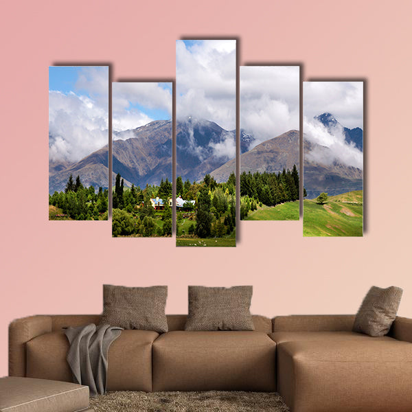 Farm land near Arrowtown, Otago, South island, New Zealand Multi panel canvas wall art