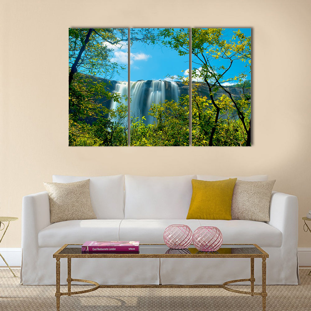 Waterfall in a forest, Athirappally, kerala Multi Panel Canvas Wall Art