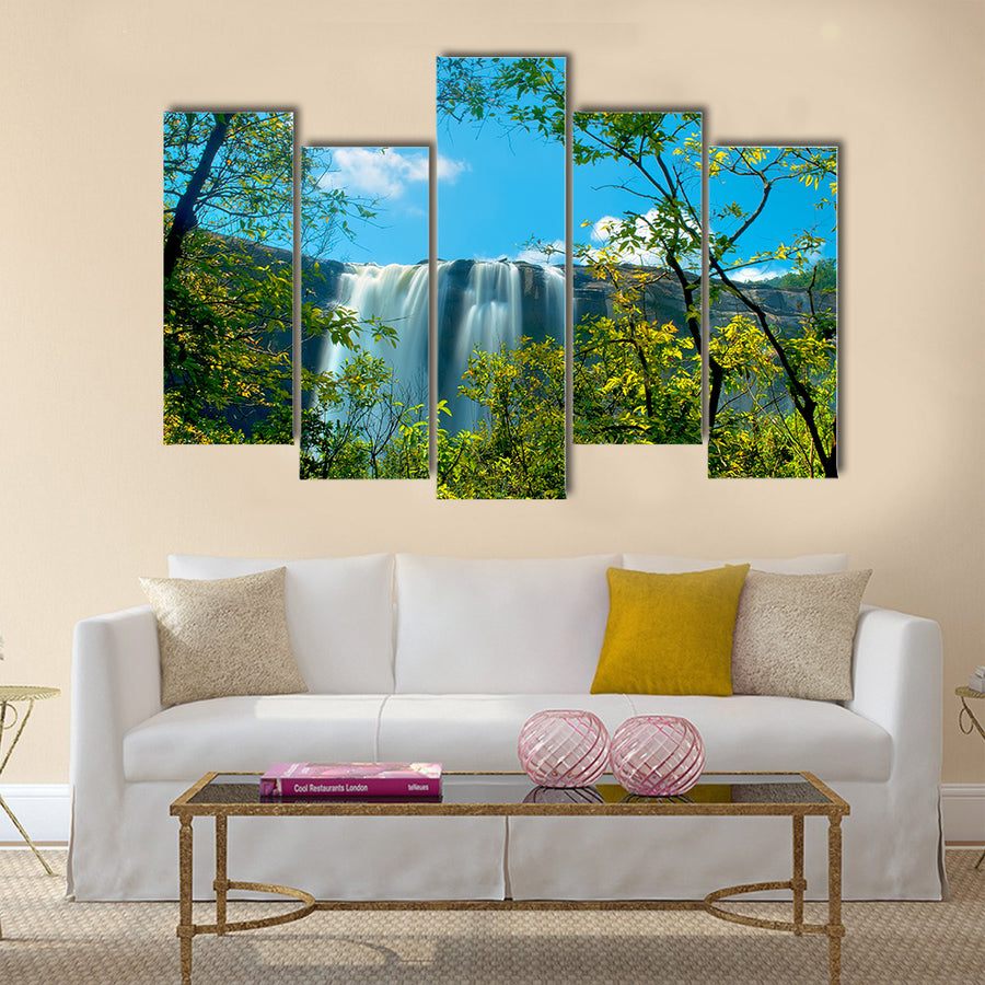Waterfall in a forest, Athirappally, kerala Multi Panel Canvas Wall Art
