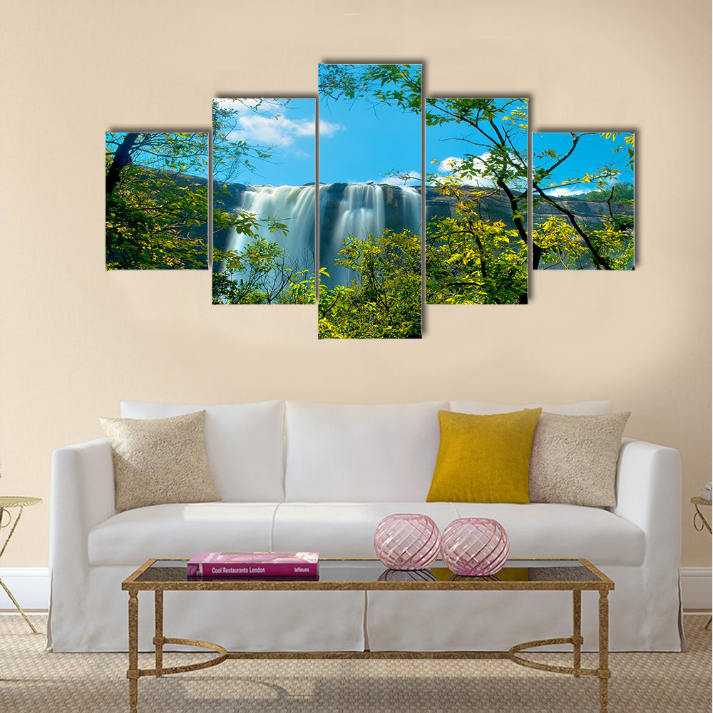 Waterfall in a forest, Athirappally, kerala Multi Panel Canvas Wall Art