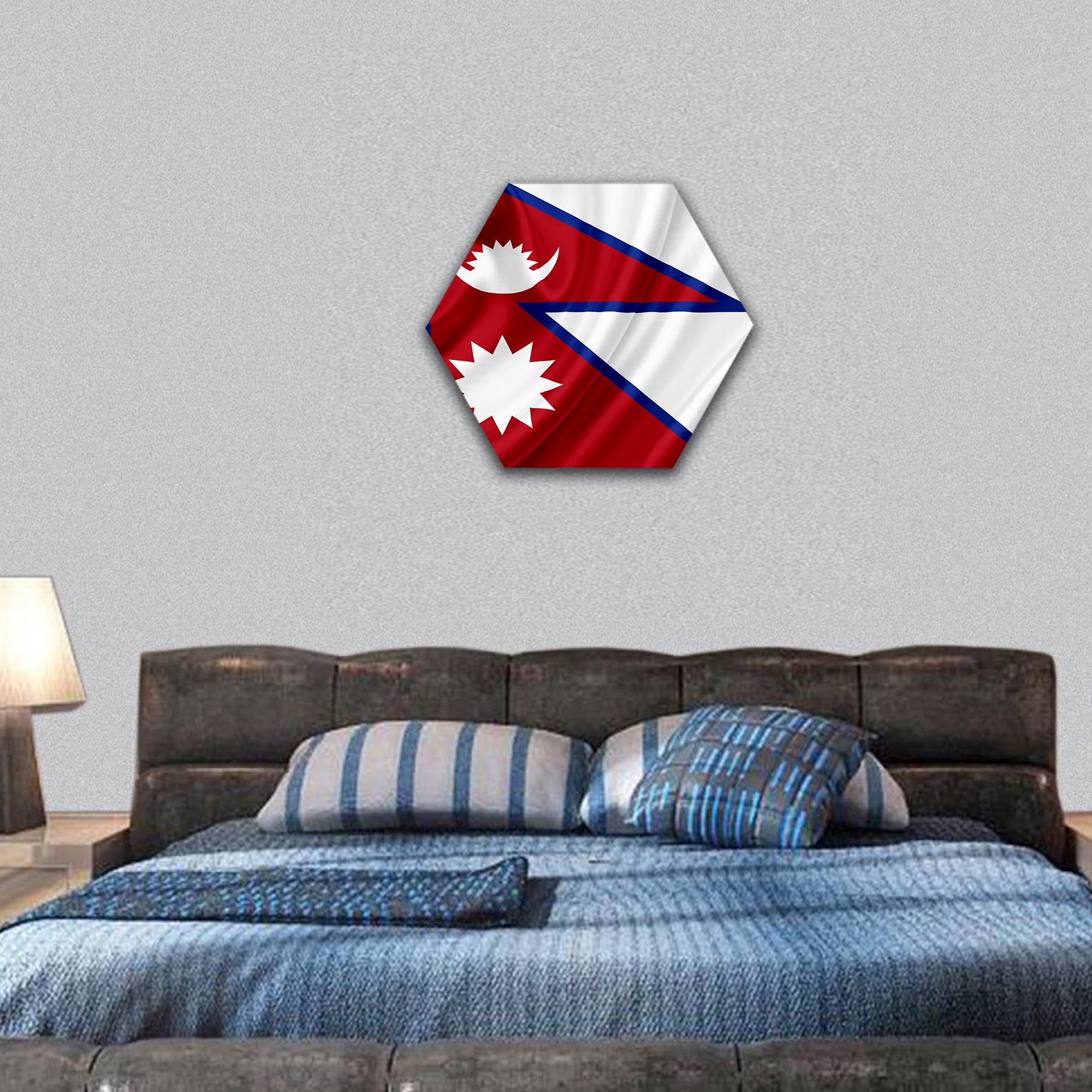 Nepal waving flag hexagonal canvas wall art