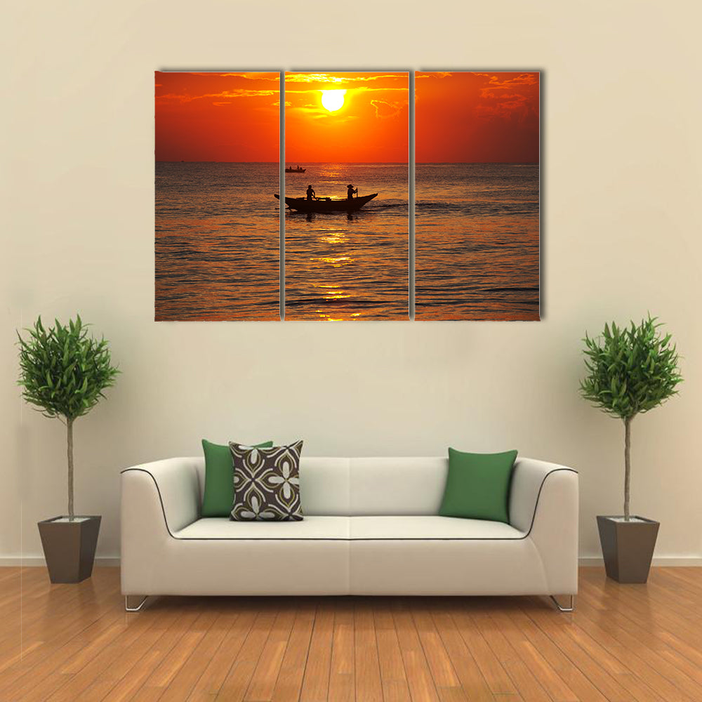 Fishing boat on Sri Lanka Multi Panel Canvas Wall Art