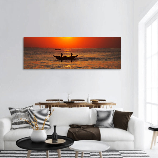 Fishing boat on Sri Lanka panoramic canvas wall art