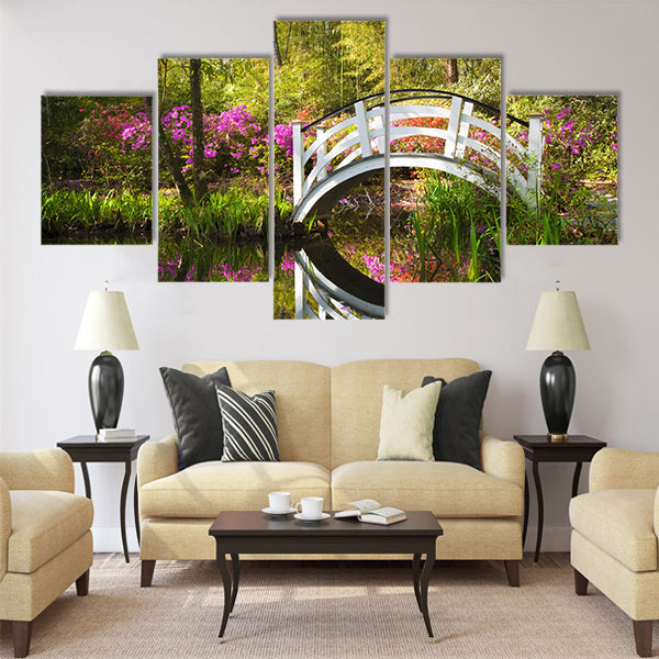 Blooming Spring Azalea Flowers Garden Multi Panel Canvas Wall Art