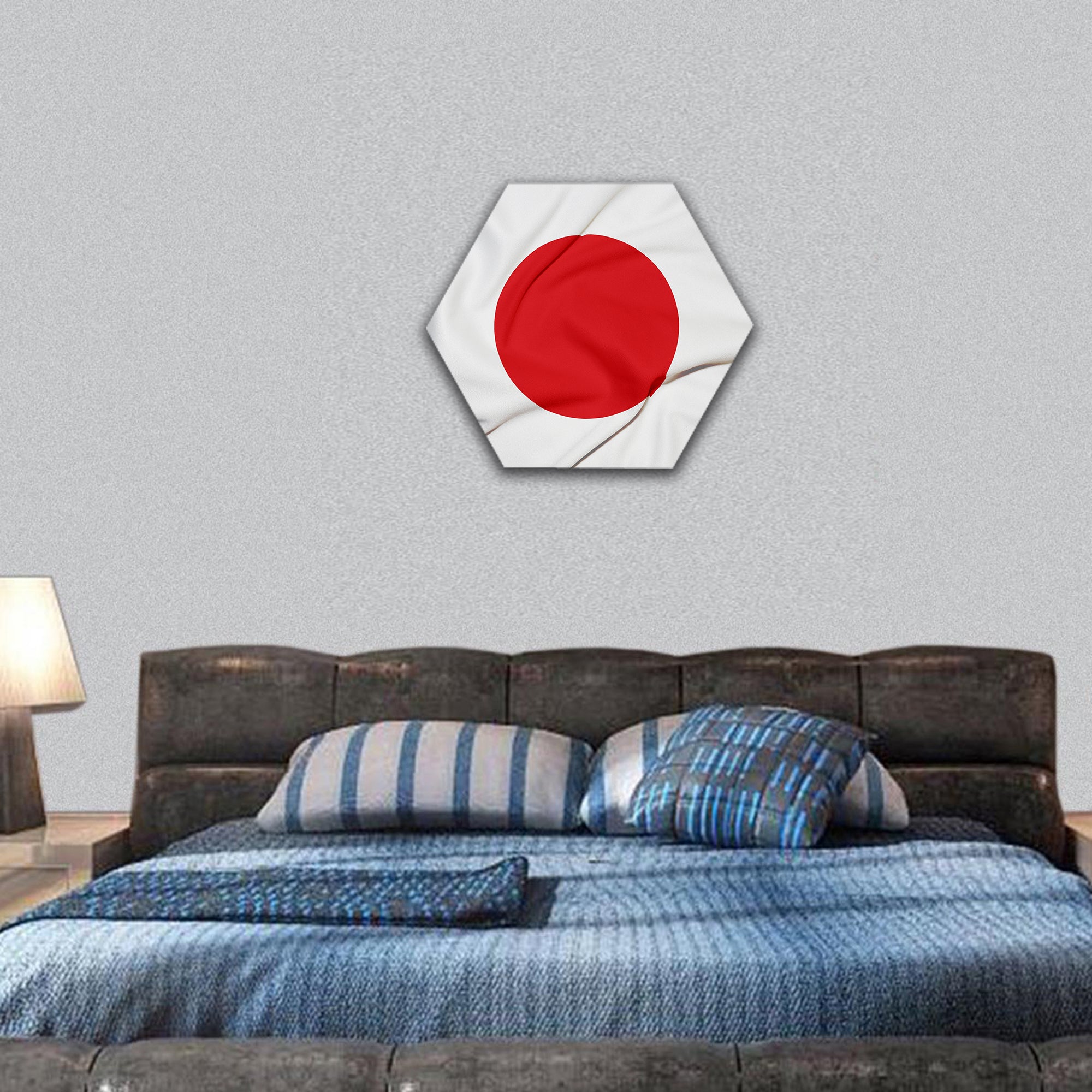 Japan flag background hexagonal canvas wall art