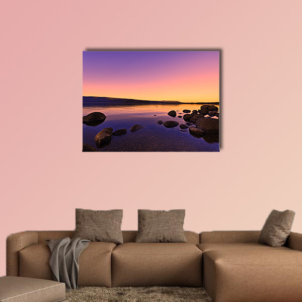 Sunset Sunrise above a lake beautiful glowing sun effect Multi panel canvas wall art