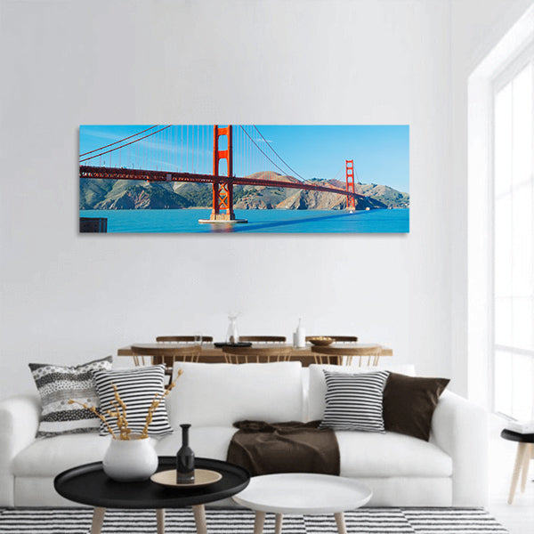 The Golden Gate Bridge in San Francisco with blue ocean panoramic canvas wall art