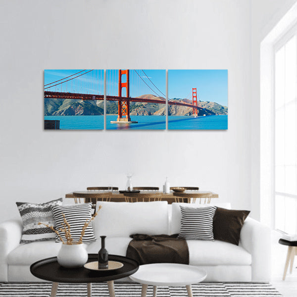 The Golden Gate Bridge in San Francisco with blue ocean panoramic canvas wall art