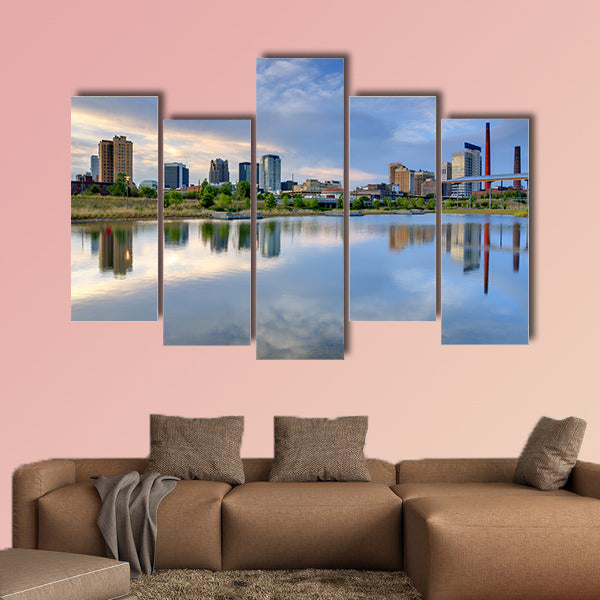 Skyline of Birmingham, Alabama from Railroad Park multi panel canvas wall art