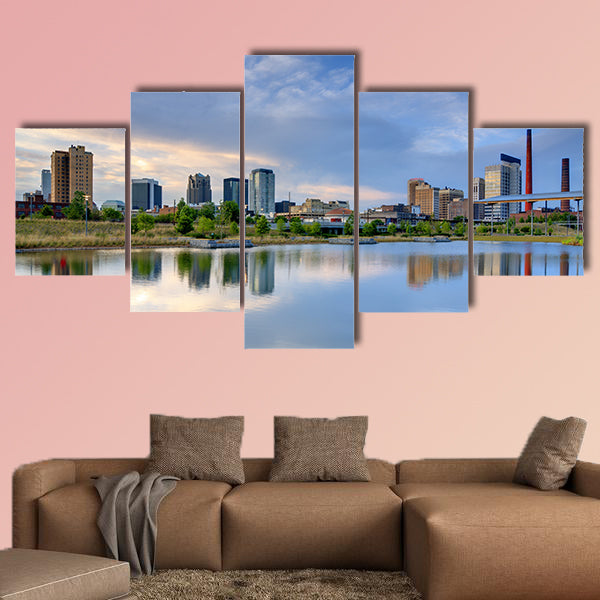 Skyline of Birmingham, Alabama from Railroad Park multi panel canvas wall art