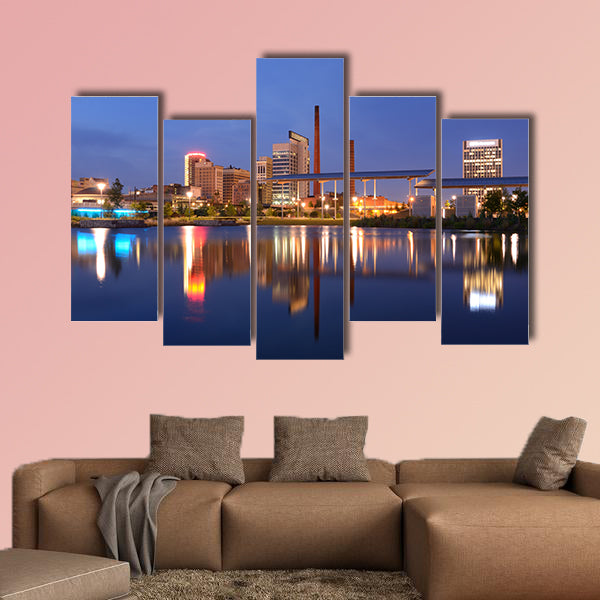 Skyline of Birmingham, Alabama from Railroad Park multi panel canvas wall art