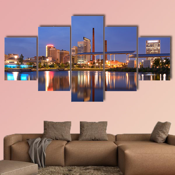 Skyline of Birmingham, Alabama from Railroad Park multi panel canvas wall art