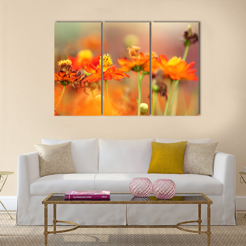 Orange cosmos flower Multi Panel Canvas Wall Art