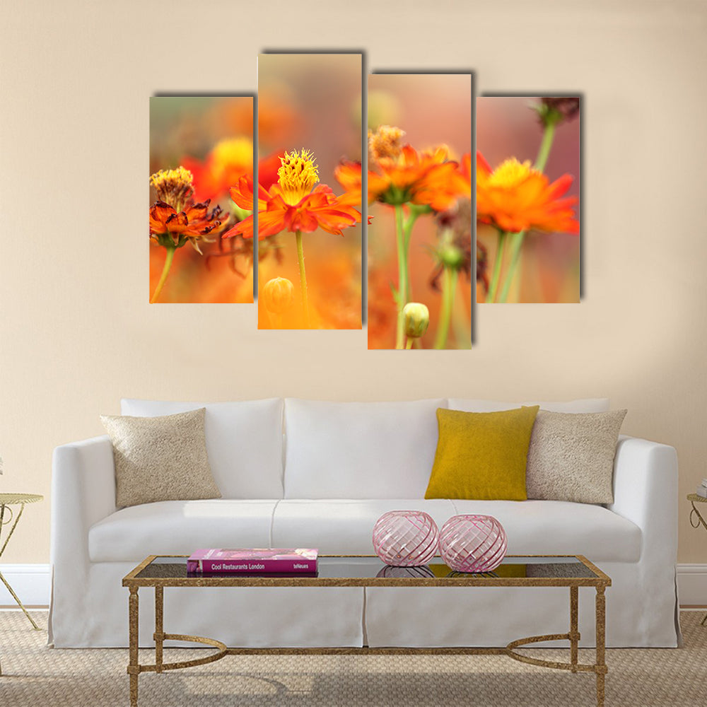 Orange cosmos flower Multi Panel Canvas Wall Art