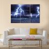 storm on the sea with lightnings Multi Panel Canvas Wall Art