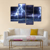 storm on the sea with lightnings Multi Panel Canvas Wall Art