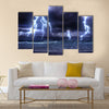 storm on the sea with lightnings Multi Panel Canvas Wall Art