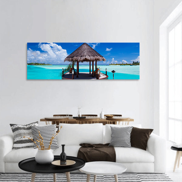 Jetty with amazing ocean view on tropical island panoramic canvas wall art