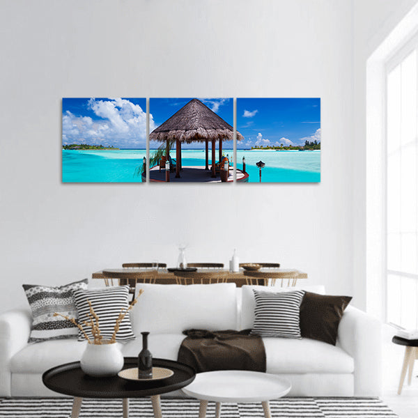 Jetty with amazing ocean view on tropical island panoramic canvas wall art