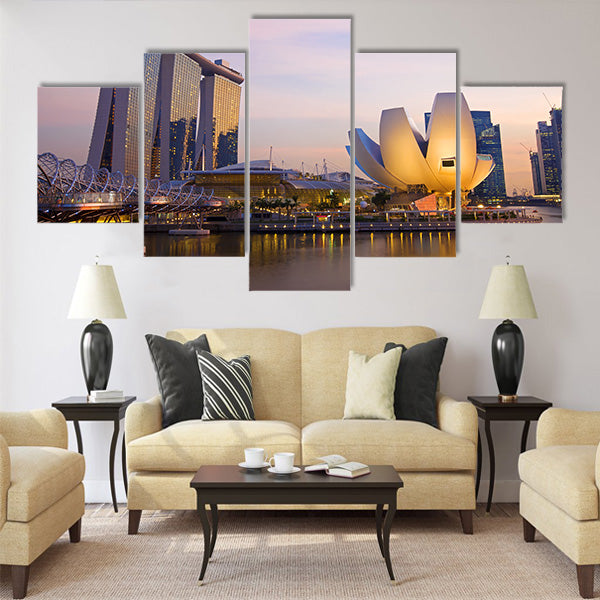 Sunset scene from the financial district Multi panel canvas wall art