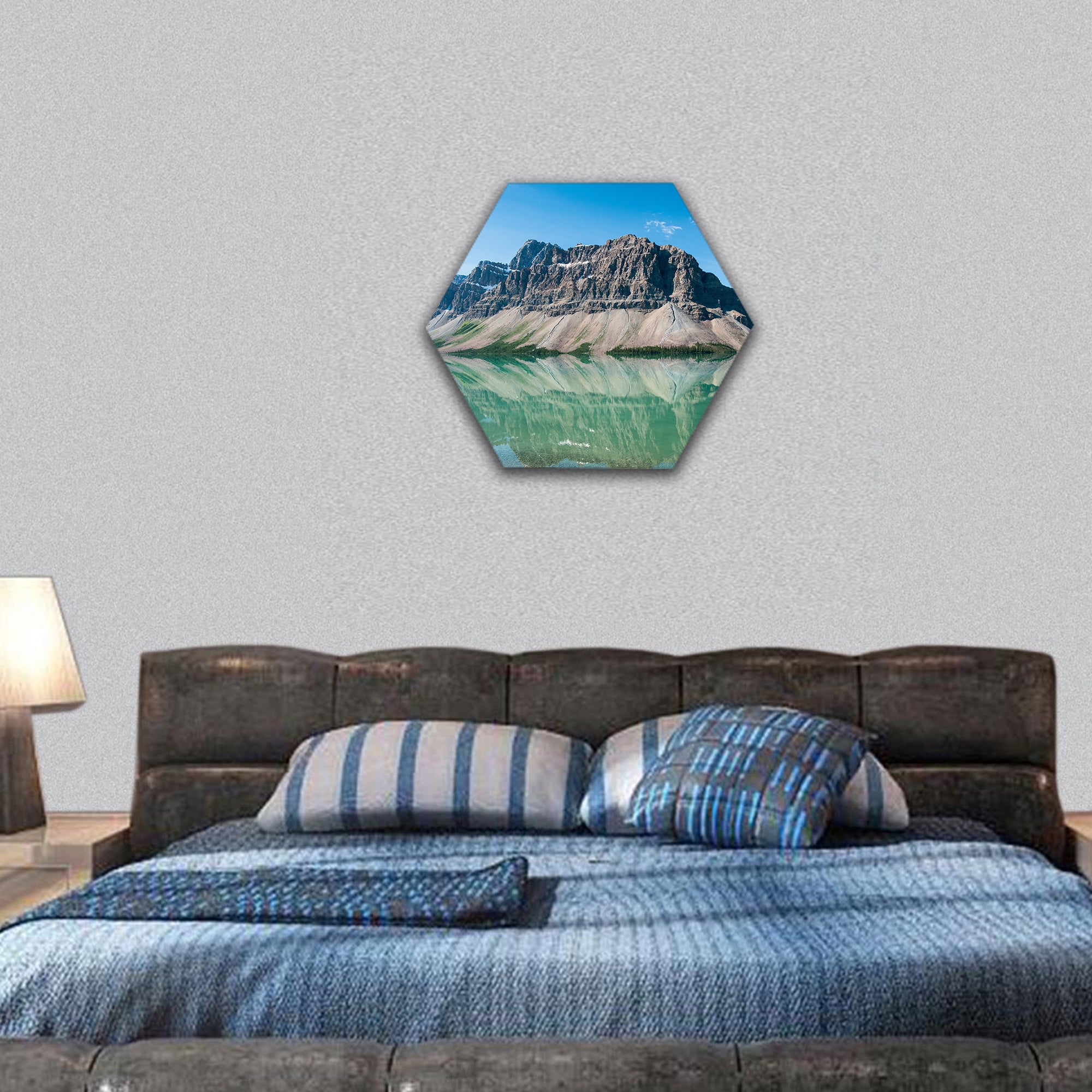 Bow Lake in Banff National Park, Canada hexagonal canvas wall art
