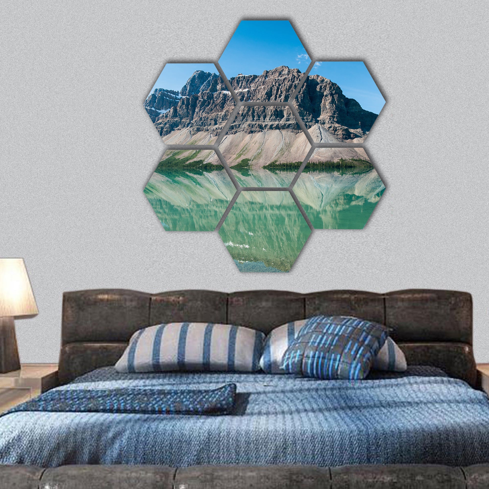 Bow Lake in Banff National Park, Canada hexagonal canvas wall art