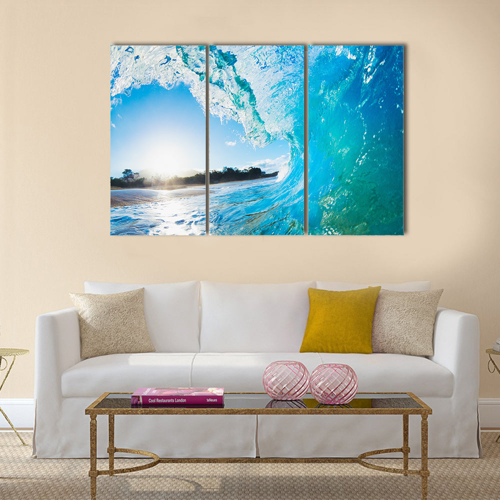 Blue Ocean Wave Multi Panel Canvas Wall Art