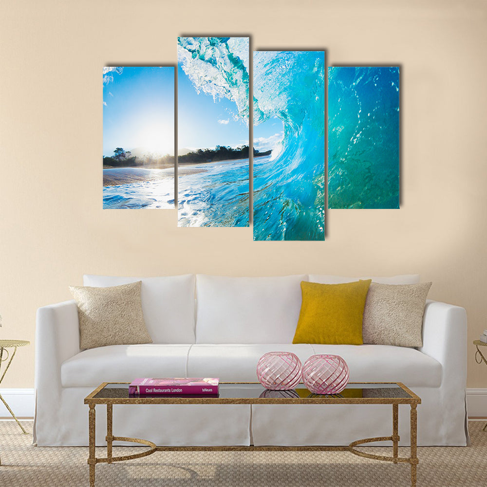 Blue Ocean Wave Multi Panel Canvas Wall Art