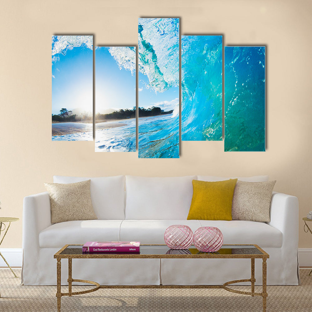 Blue Ocean Wave Multi Panel Canvas Wall Art