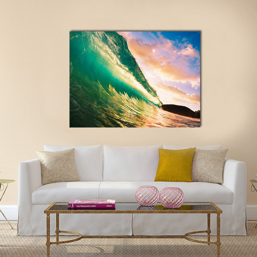Beautiful Sunset Wave Multi Panel Canvas Wall Art