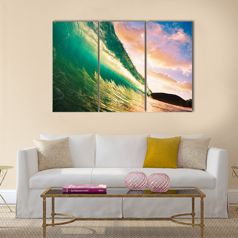 Beautiful Sunset Wave Multi Panel Canvas Wall Art