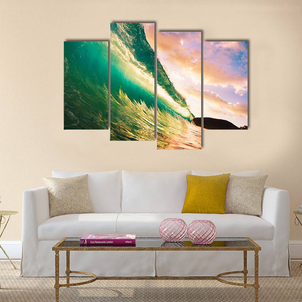 Beautiful Sunset Wave Multi Panel Canvas Wall Art