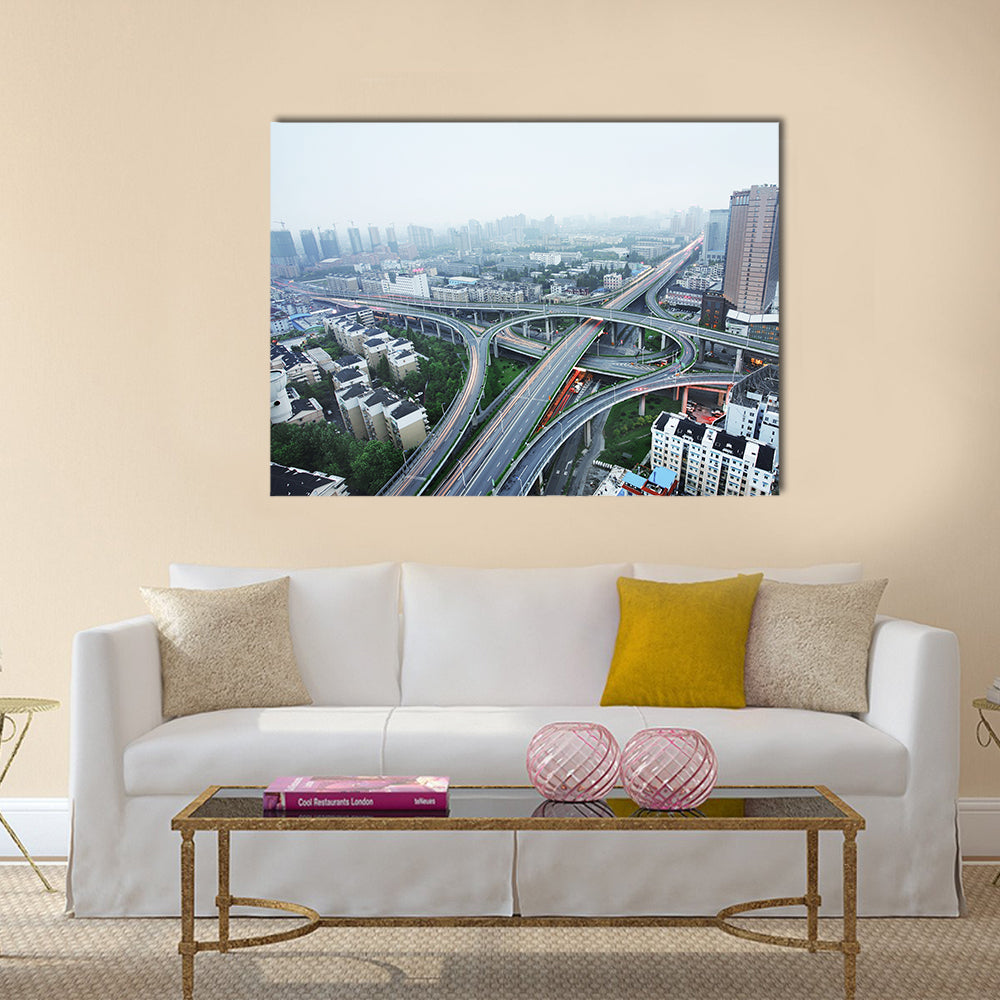 A road junction at Hangzhou multi panel canvas wall art