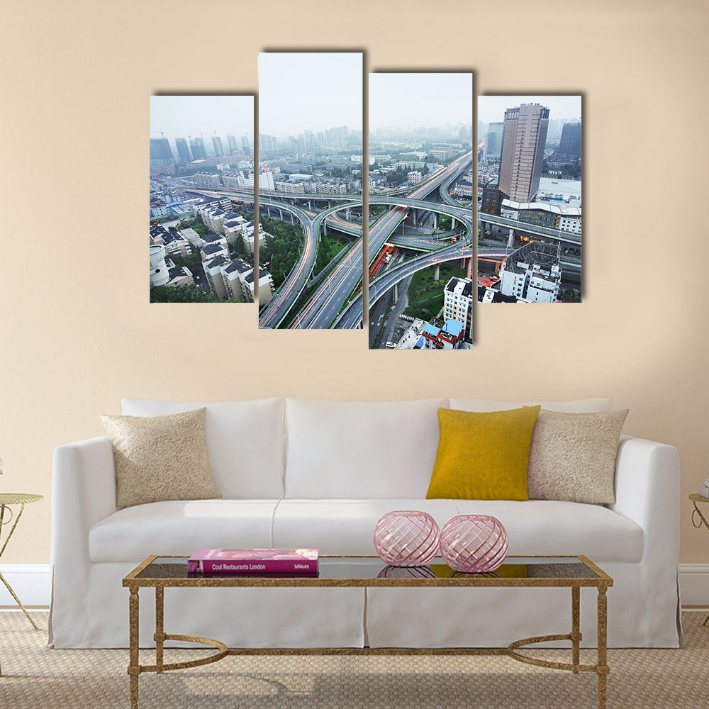 A road junction at Hangzhou multi panel canvas wall art