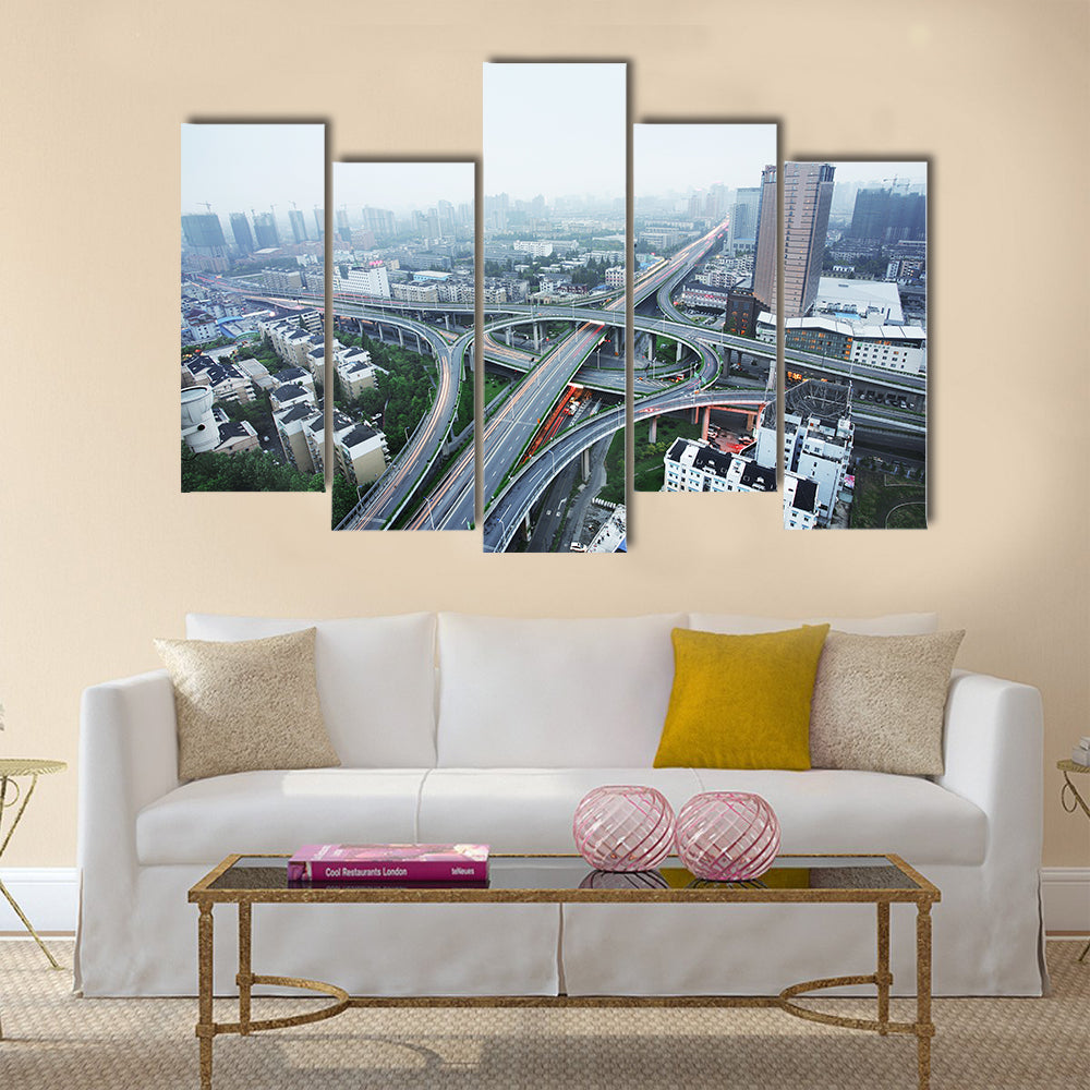 A road junction at Hangzhou multi panel canvas wall art