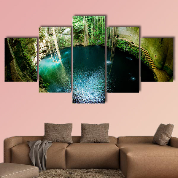 Ik-Kil Cenote, Chichen Itza, Mexico Multi panel canvas wall art