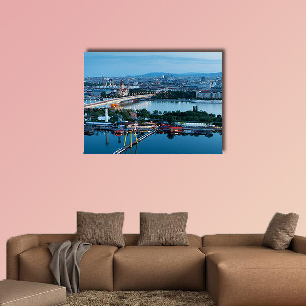 Vienna, aerial view at night multi panel canvas wall art